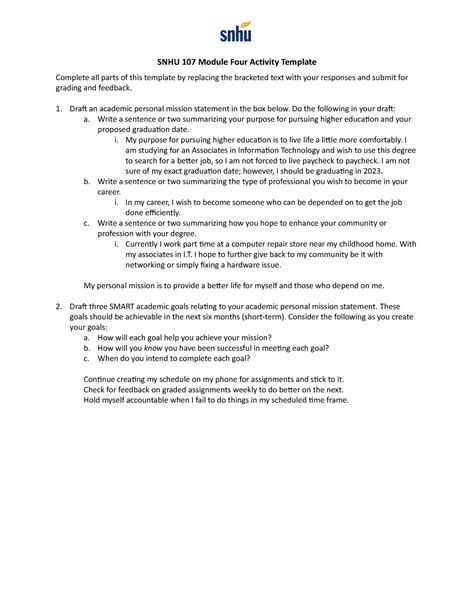 Snhu Module Six Activity Template