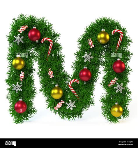 Christmas Font Isolated On White 3d Rendering Letter M Stock Photo Alamy