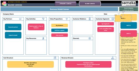 Business Model Canvas Excel Template | Lean Canvas Dashboard