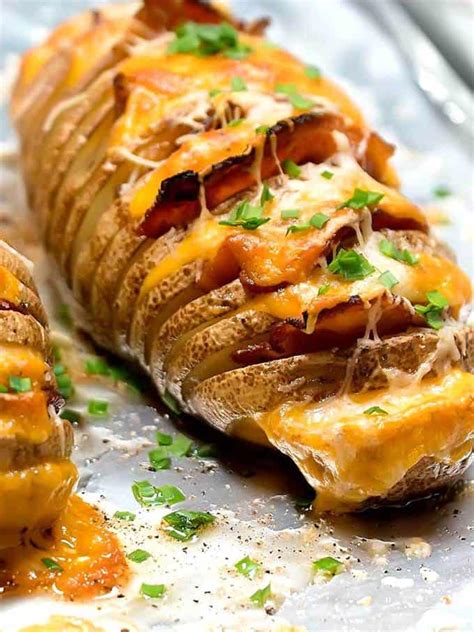 Cheesy Bacony Hasselback Potatoes - The Pudge Factor