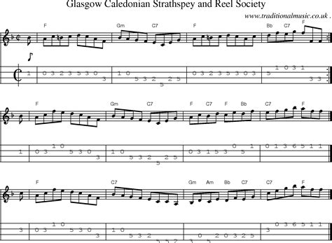 Scottish Tune Sheetmusic Midi Mp3 Mandolin Tab And PDF For Glasgow