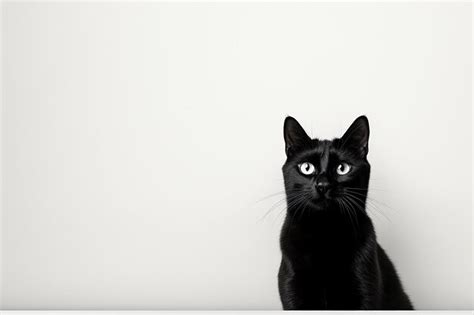 Premium Photo | Black cat straight look at vintage color minimal background