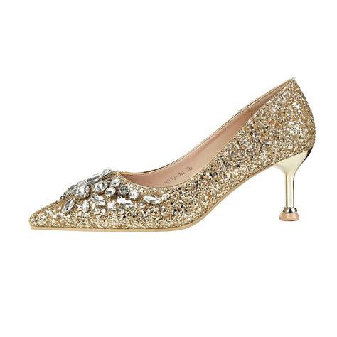 Sparkly Silver Wedding Shoes 2019 Rhinestone Sequins 6 cm Stiletto Heels Pointed Toe Wedding Pumps