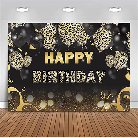 Amazon Mocsicka Leopard Print Birthday Backdrop Black Golden