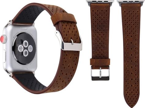 By Qubix Dot Pattern Leren Bandje Bruin Geschikt Voor Apple Watch