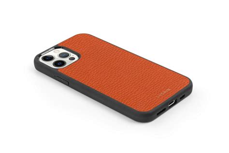 Magsafe Iphone 12 Pro Cover In Leather Orange Granulated Leather