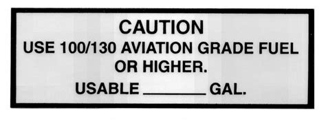 Use 100/130 Aviation Fuel Placard - Pilot Stuff Online