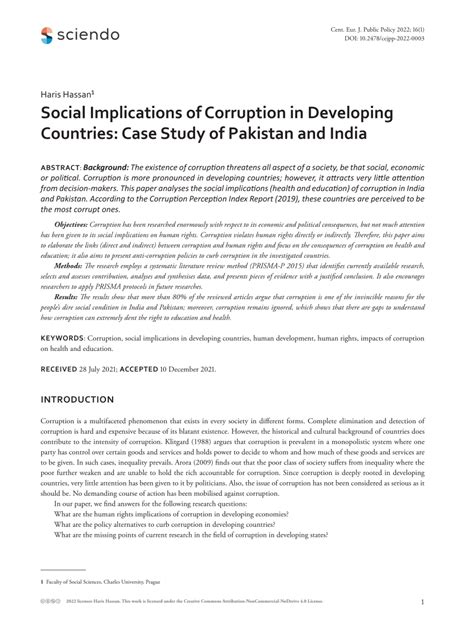 Pdf Social Implications Of Corruption In Developing Countries Case