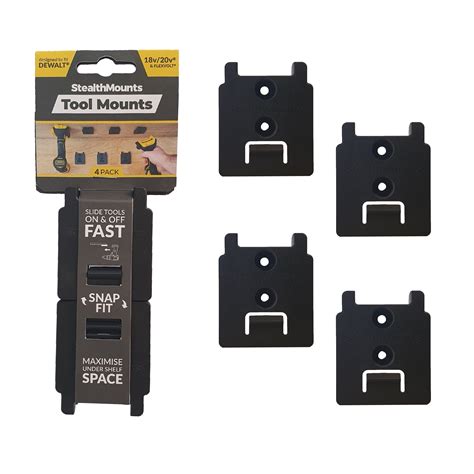 StealthMounts Tool Mounts For Dewalt XR And Flexvolt Black 4 Per Pack