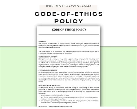 Code Of Ethics Examples