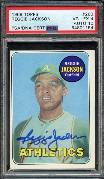 Lot Detail Topps Signed Reggie Jackson Psa Vg Ex Psa Dna