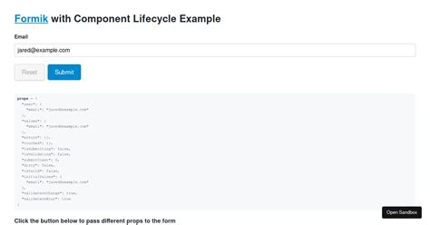 Formik Component Lifecycle Events Example Codesandbox