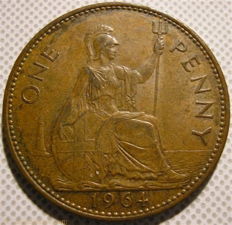 Elizabeth Ii One Penny 1964 Uk Monete Mondo Regno Unito