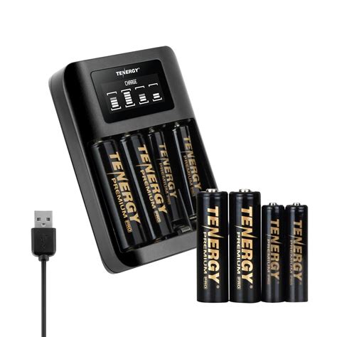 Tenergy Rechargeable Battery And Charger Kit 4 Pack Centura 2000mah Nimh Aa Batteries And