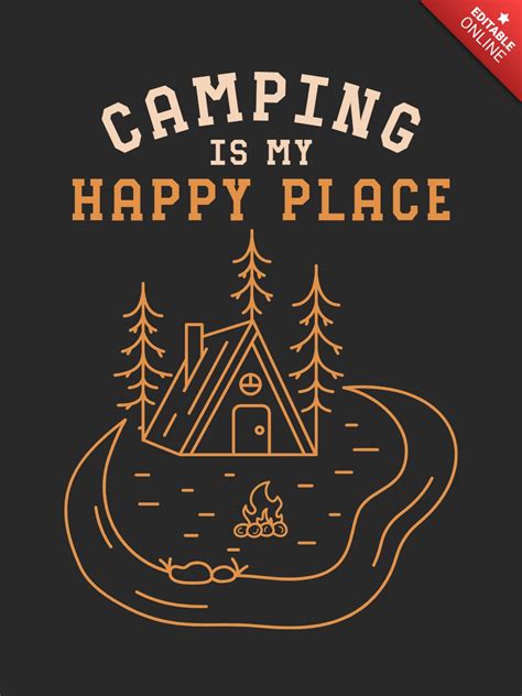 Camping Is My Happy Place T Shirt Template Design Free Design Template