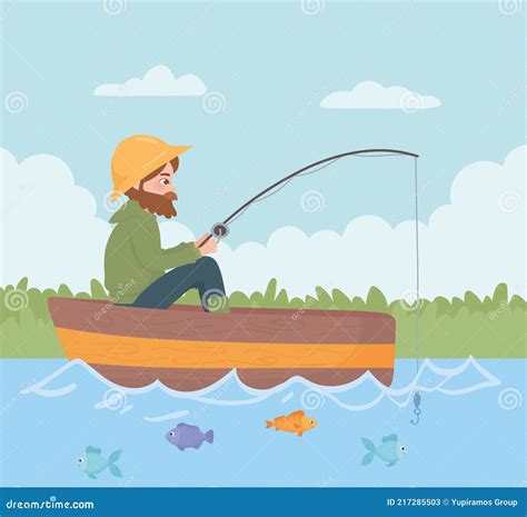 Hombre Pesca Dibujos Animados Ilustraci N Del Vector Ilustraci N De