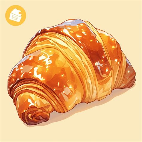 Premium Vector Golden Butter Croissants Flaky Cartoon Style