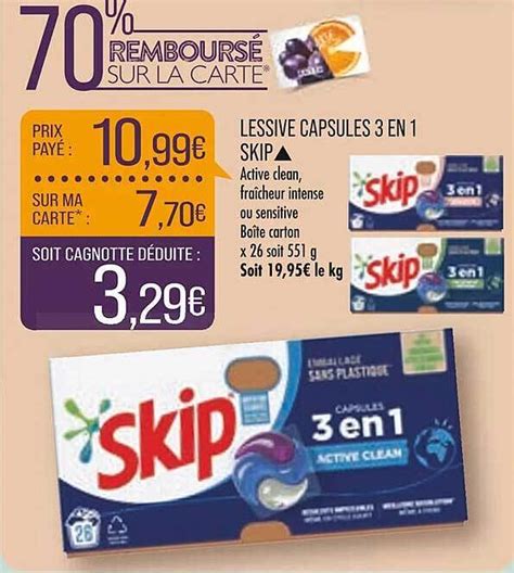 Promo Lessive Capsules 3 En 1 Skip Chez Match