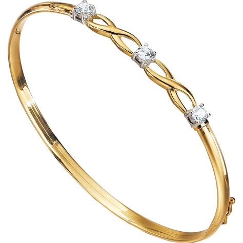 9ct Gold Cubic Zirconia Kiss Bangle Hsamuel