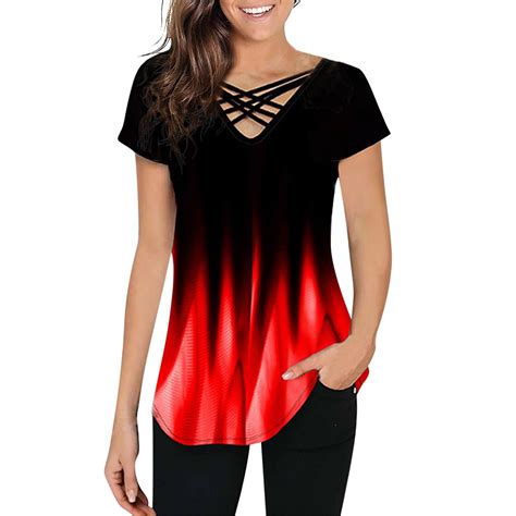 Pmuybhf Female Th Of July Plus Size Tops For Women Fall Tunic Womens