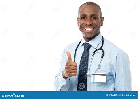 Smiling Medical Doctor Showing Thumbs Up Stock Photo Image Of