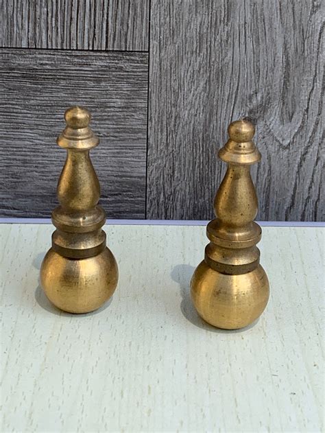 Vintage Solid Brass Lamp Finial Set 2 Etsy