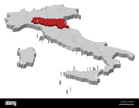 Political Map Of Italy With The Several Regions Where Emilia Romagna Is