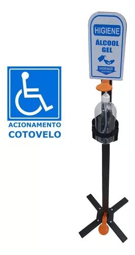 Totem Display Alcool Gel Suporte Pedal Higienizador Dobrável