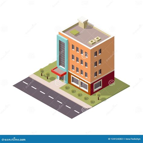 Multi Storey Building Skyscraper In Isometric Viewisometric Building