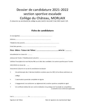 Remplissable En Ligne Dossier De Candidature Section Sportive Escalade