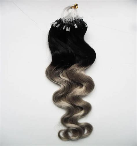 Body Wave Micro Loop Snap In Hair Extensions Silver Ombre G S T B