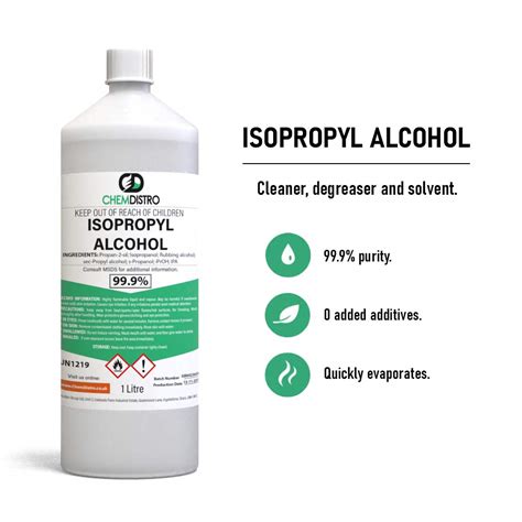 Chemdistro Isopropyl Alcohol Lab Grade 99 9 Rubbing Alcohol 1 Litre Isopropanol Ipa