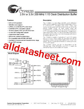 CY29949AI Datasheet PDF Cypress Semiconductor