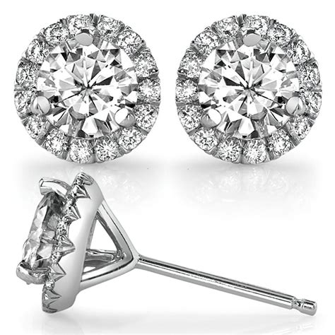 Round Halo Moissanite Drop Earrings Ear Moissaniteco