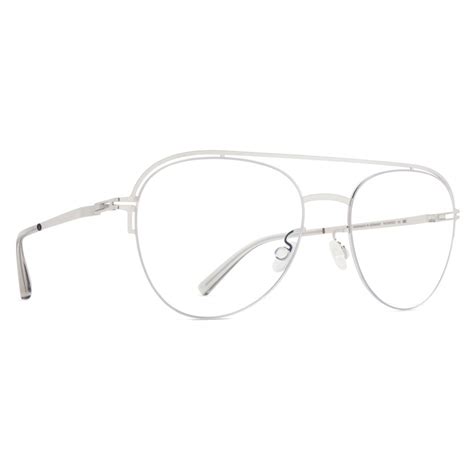 Mykita Misako Lessrim Shiny Silver Metal Glasses Optical