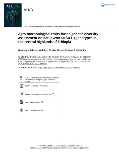 PDF Agro Morphological Traits Based Genetic Diversity Assessment On