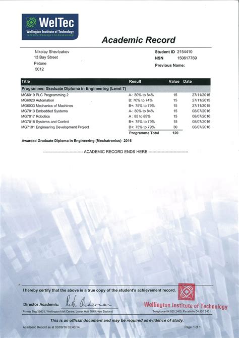 Academic Transcript Pdf