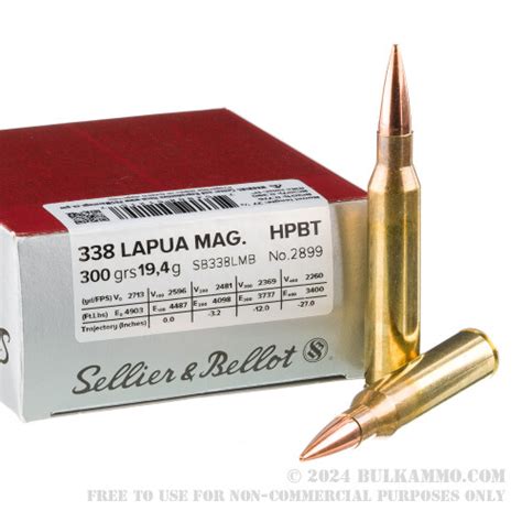 10 Rounds Of Bulk 338 Lapua Ammo By Sellier And Bellot 300 Gr Hpbt