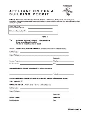 Fillable Online Pyrenees Vic Gov Application For Building Permit