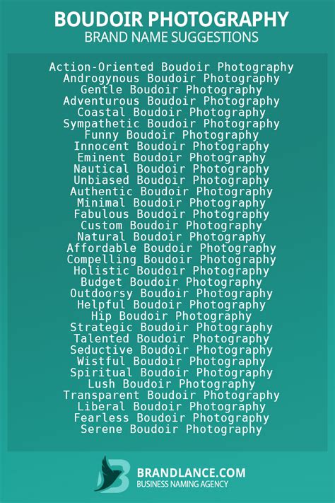 889+ Boudoir Photography Company Name List Generator