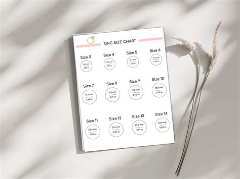 Printable Ring Size Chart Template, Ring Sizer, Ring Size Finder, Ring ...