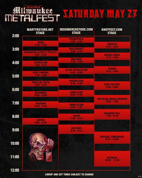 Milwaukee Metal Fest 2023 - Running Order/Timetable