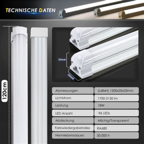 LED Röhre 60 90 120 150cm Leuchtstoffröhre Tube T8 inkl komplett Set