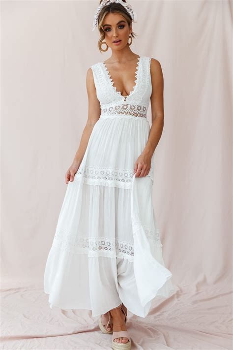 Faith Embroidered Details Maxi Dress Ivory Dresses White Maxi