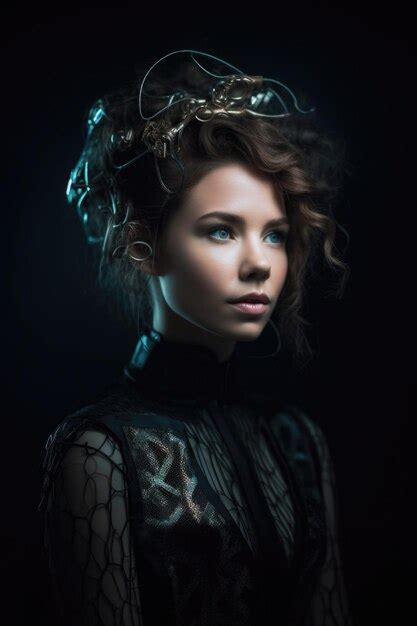 Premium Photo Portrait Of A Beautiful Young Woman In Futuristic Clothing