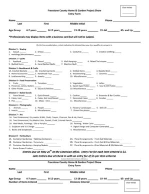 Fillable Online Freestone Agrilife Home Garden Show Entry Form 2013