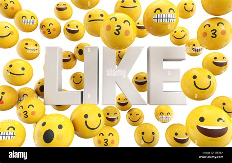 Conjunto De Caracteres Emoji Emoticonos Caras Con La Palabra Like D