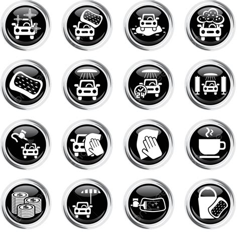 Car Wash Service Icon Set Care Shine Windshield Vector Care Shine