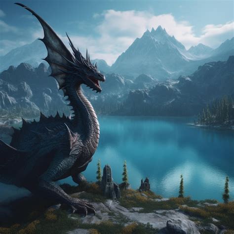 Premium Photo | A dragon with a mountain in the background