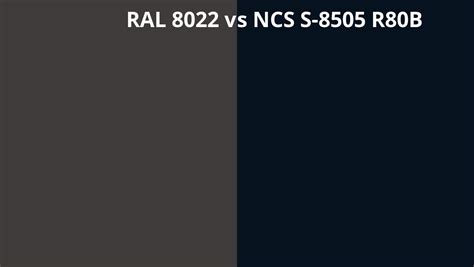 Ral 8022 Vs Ncs S 8505 R80b Ral Colour Chart Uk